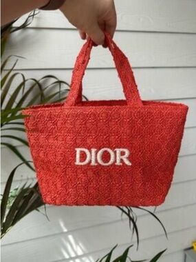 Dior orange  Embroidered Tote Bag